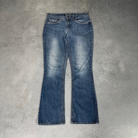 Weekend Denim - ND Weekend Wing Embellished Bootcut Blue Denim Stretch Womens Jeans - Size: 10